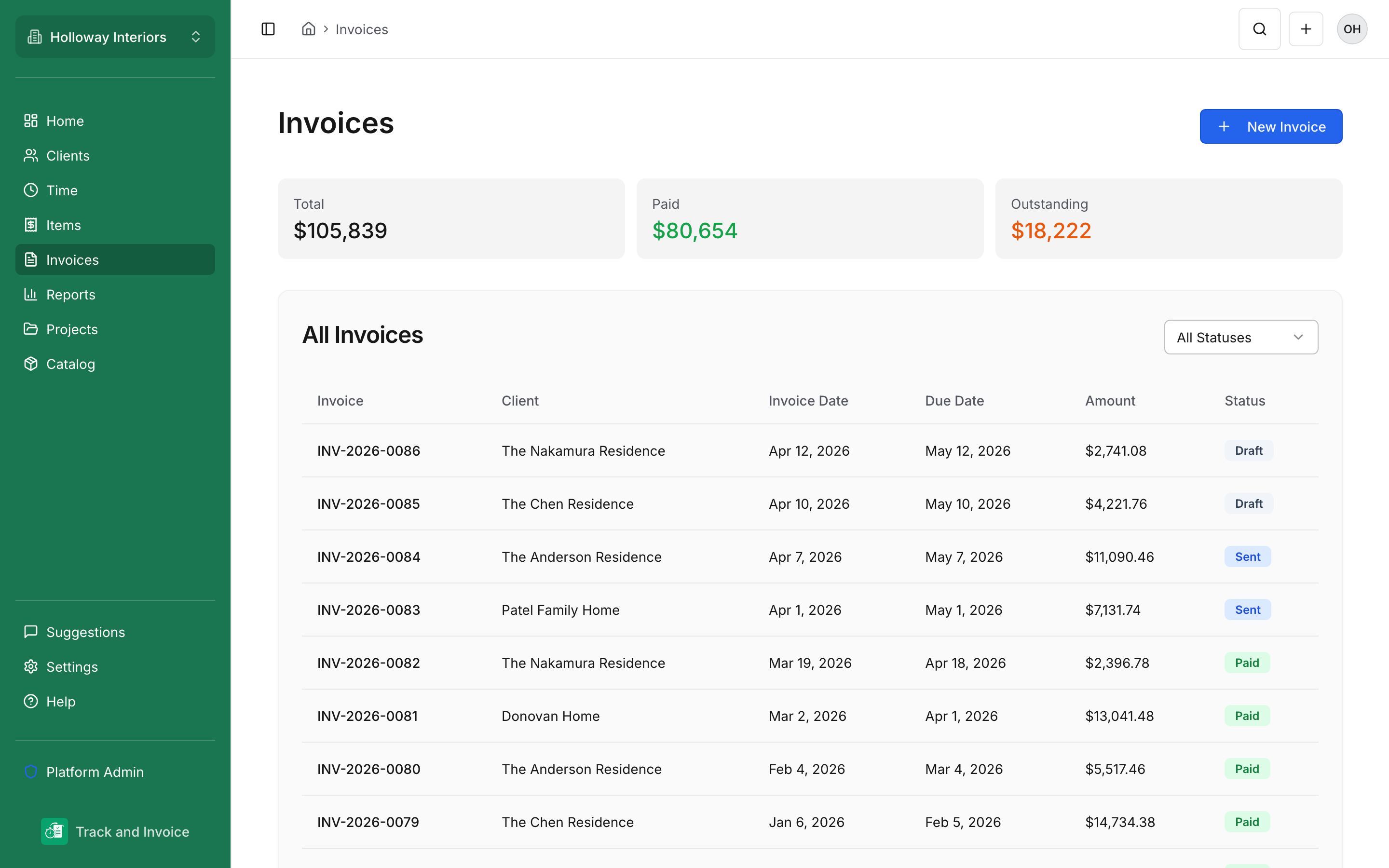 Time tracking and invoicing software.